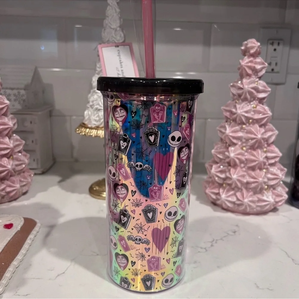 Disney Nightmare Before Christmas Holographic Colorful Skull and Heart Tumbler - Picture 4 of 4